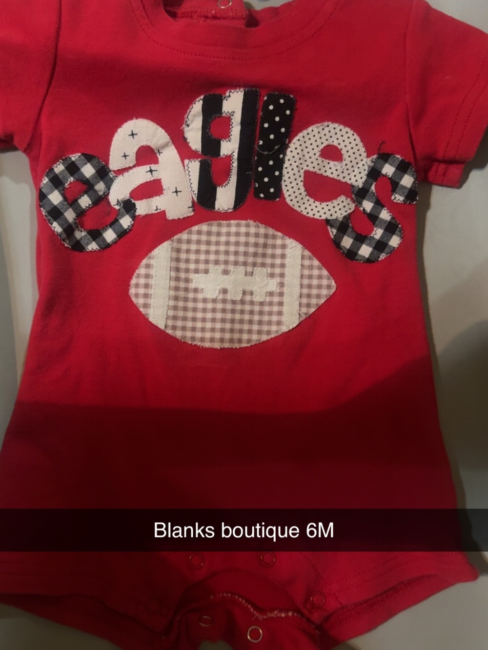 Red 'Eagles' Applique Football Baby Bodysuite